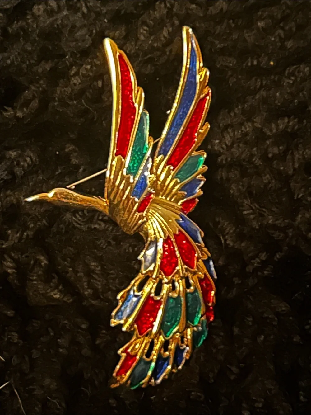 Vintage Gold-tone Multicolor Bird of Paradise Brooch
